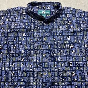 Big Dogs Shirt Mens XL Blue Hawaiian Button Up Short Sleeve‎ Island Wave Boat